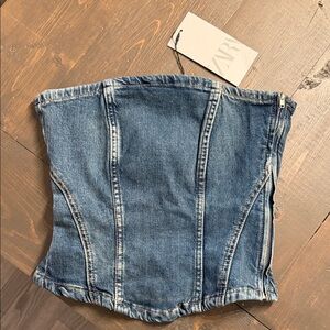 NWT Zara Denim Corset Top XS